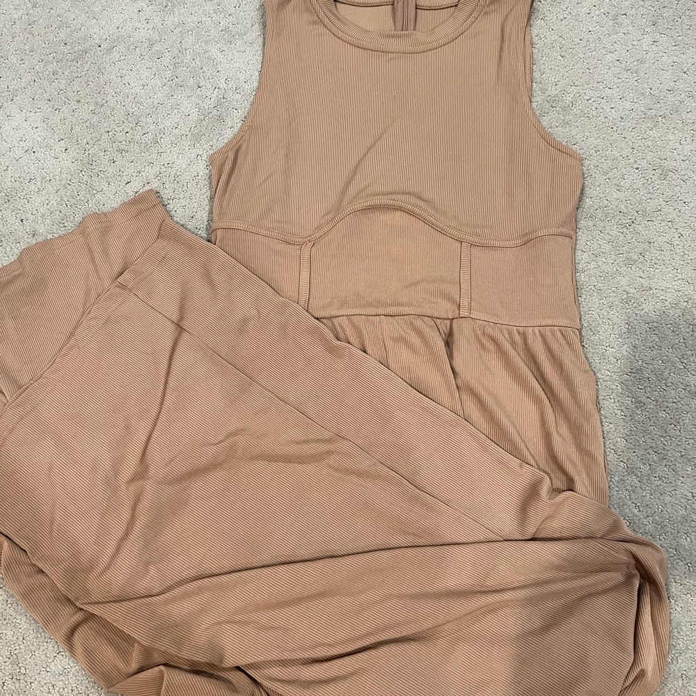 Cider Ribbed Tan Jumpsuit